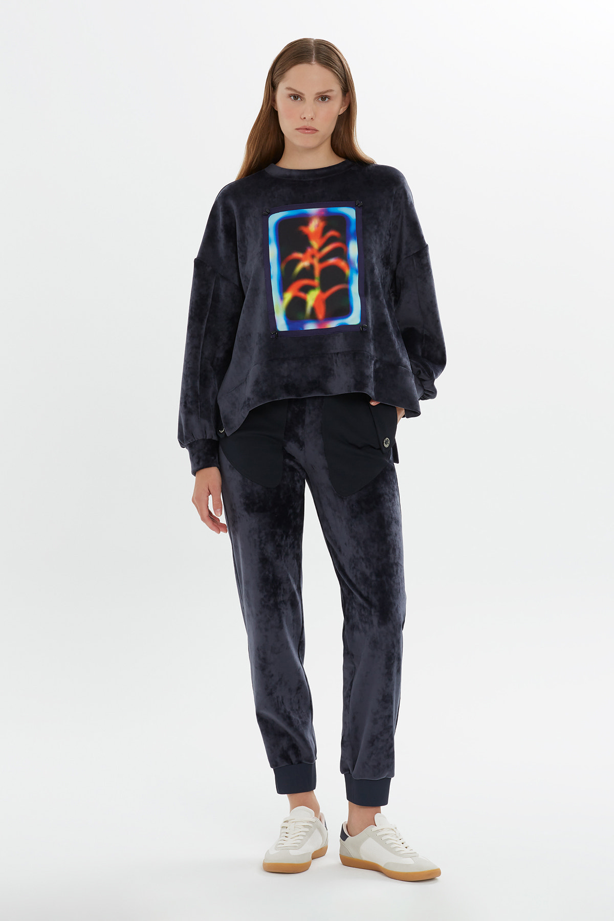 Termal Baskılı Kadife Sweatshirt