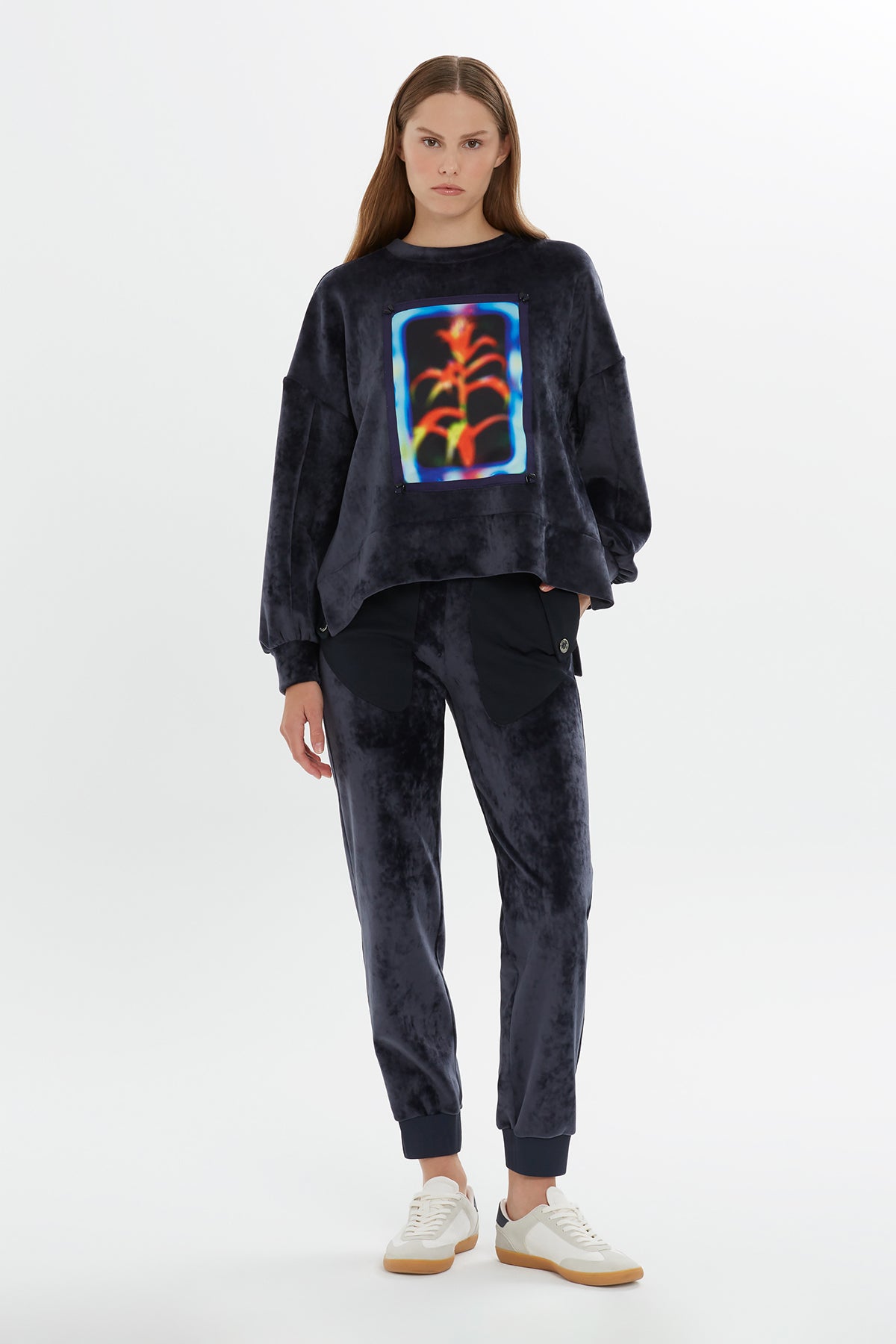 Termal Baskılı Kadife Sweatshirt