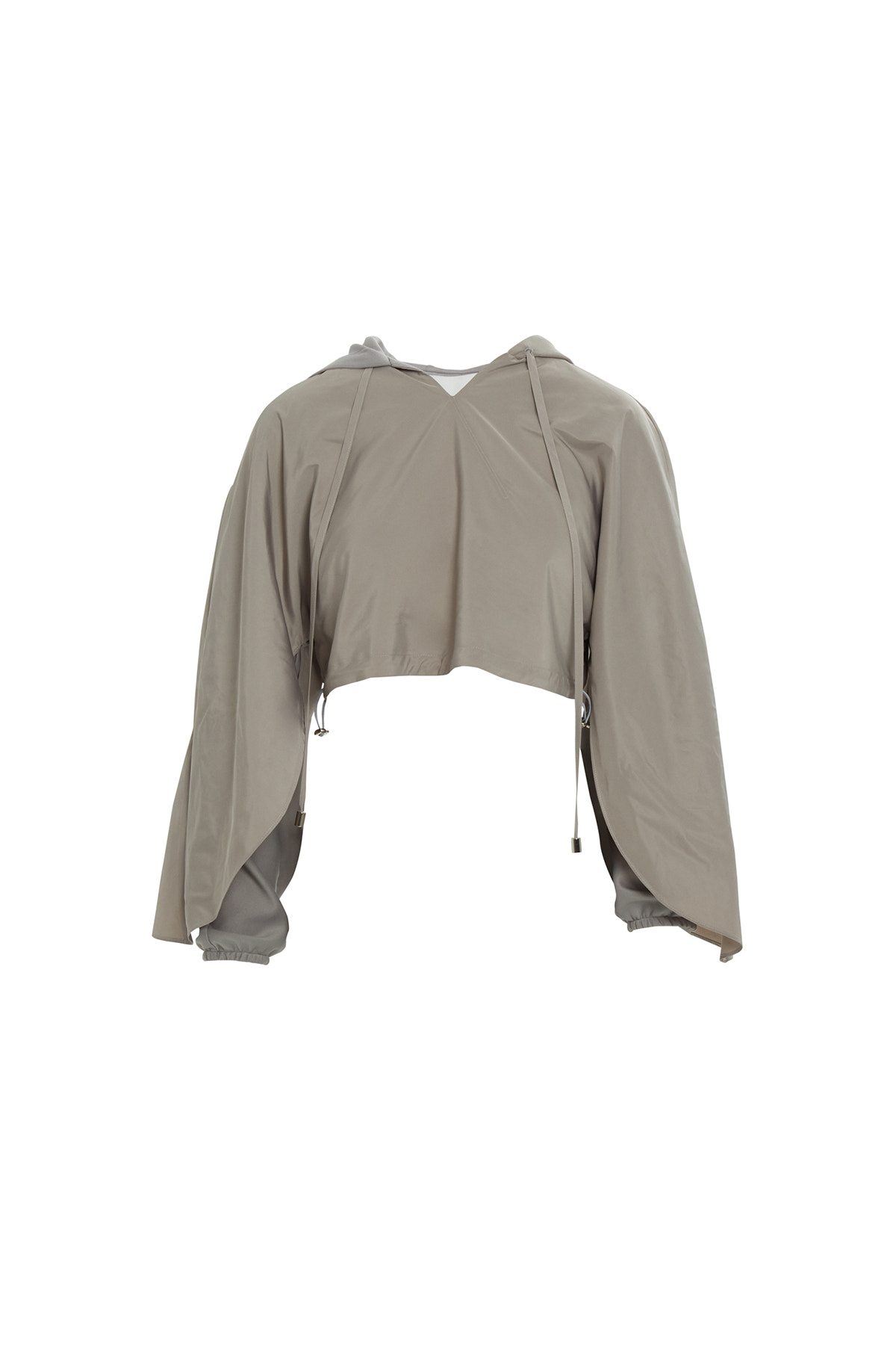 Kapüşonlu Büzgü Detaylı Crop Sweatshirt