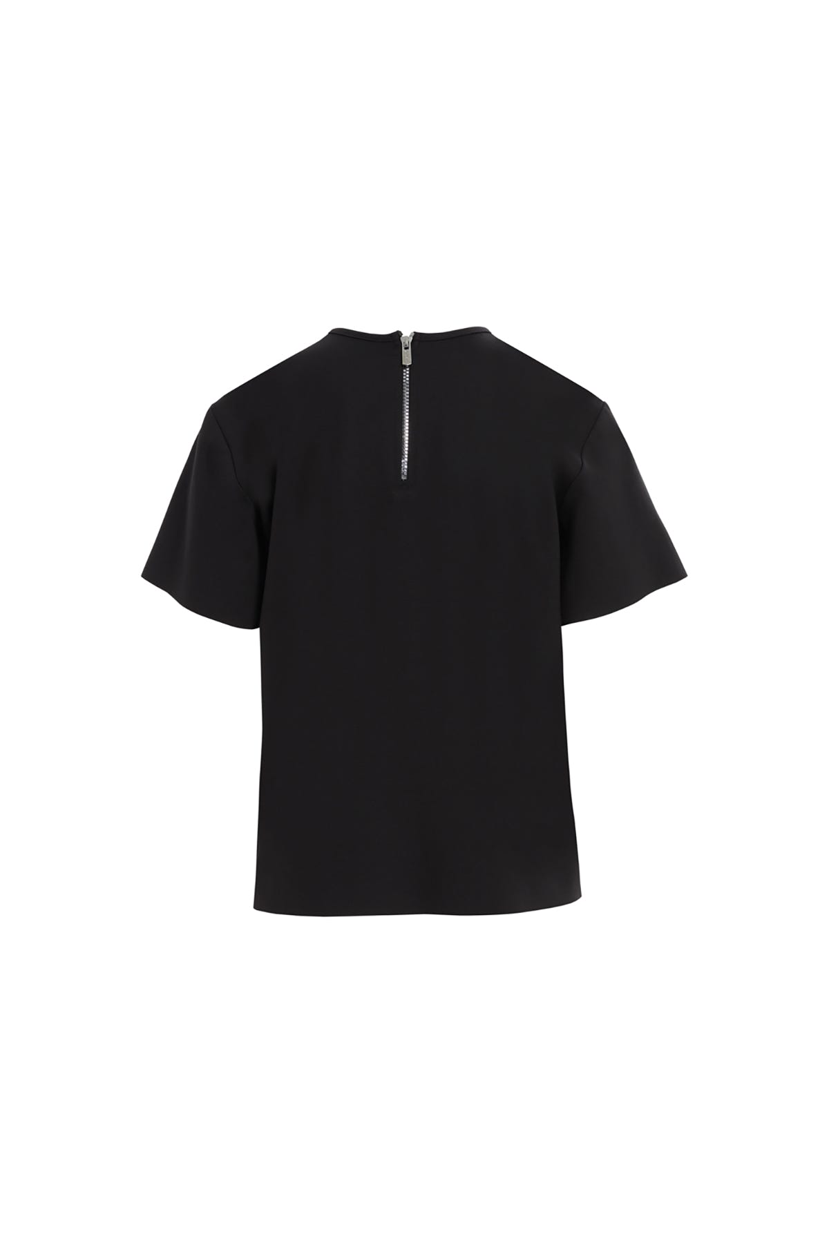 Önü Boncuk İşlemeli Kısa Kollu Siyah T-shirt