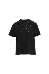 Önü Boncuk İşlemeli Kısa Kollu T-shirt