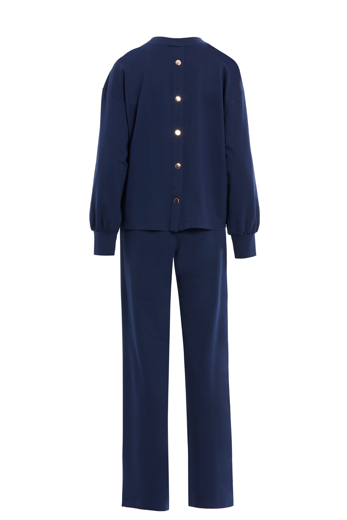 Arkası Düğme Detaylı Bisiklet Yaka Takım