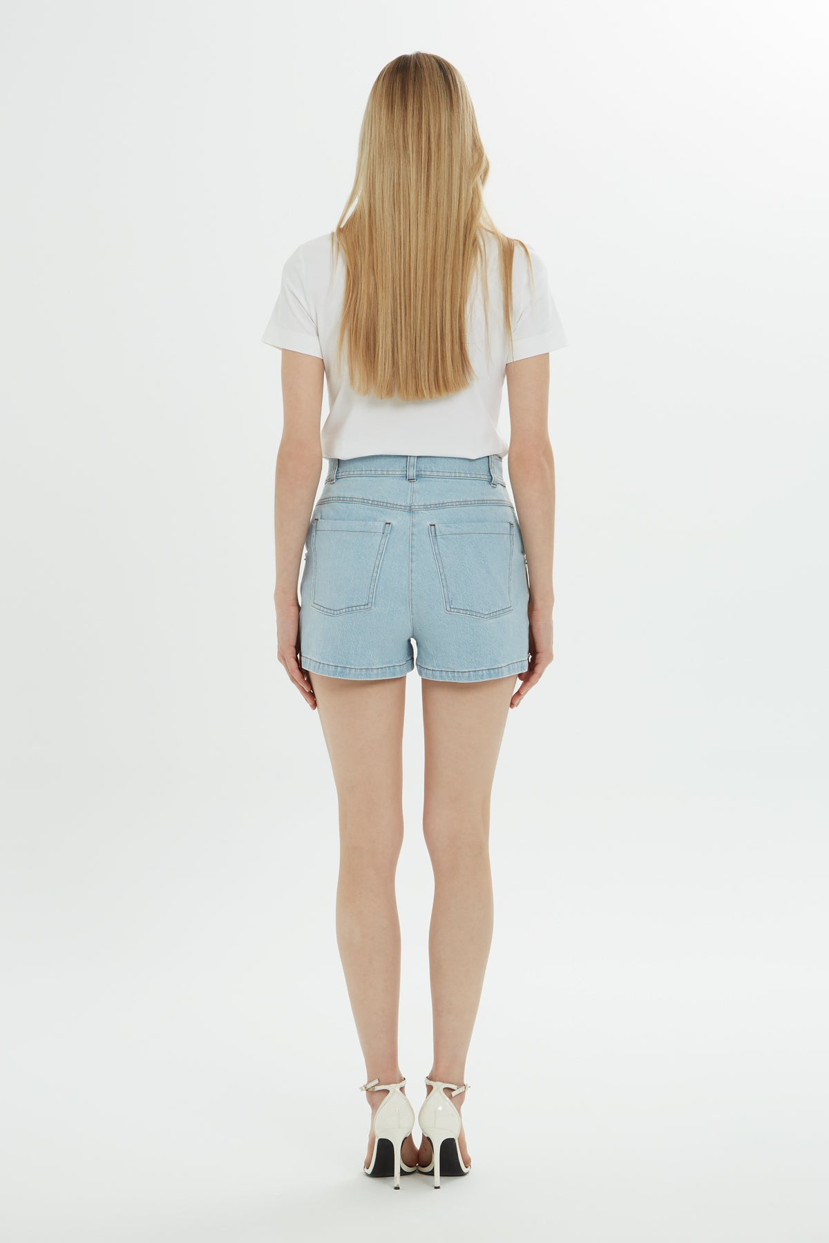 Çift Renkli Mini Denim Şort