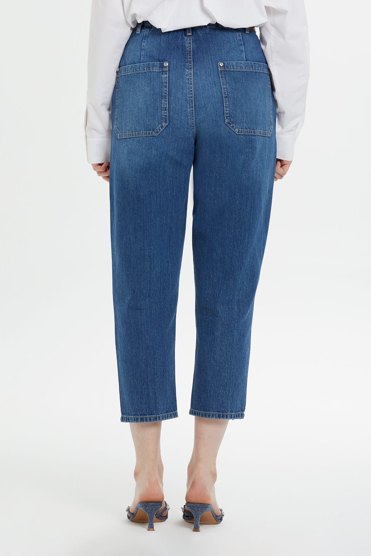 Beli Lastikli Eskitme Efektli Jagron Detaylı Mom Jean