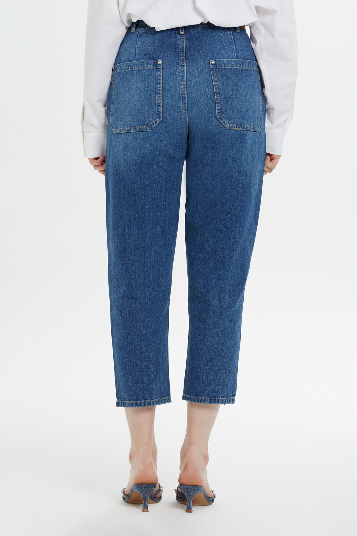 Beli Lastikli Eskitme Efektli Jagron Detaylı Mom Jean
