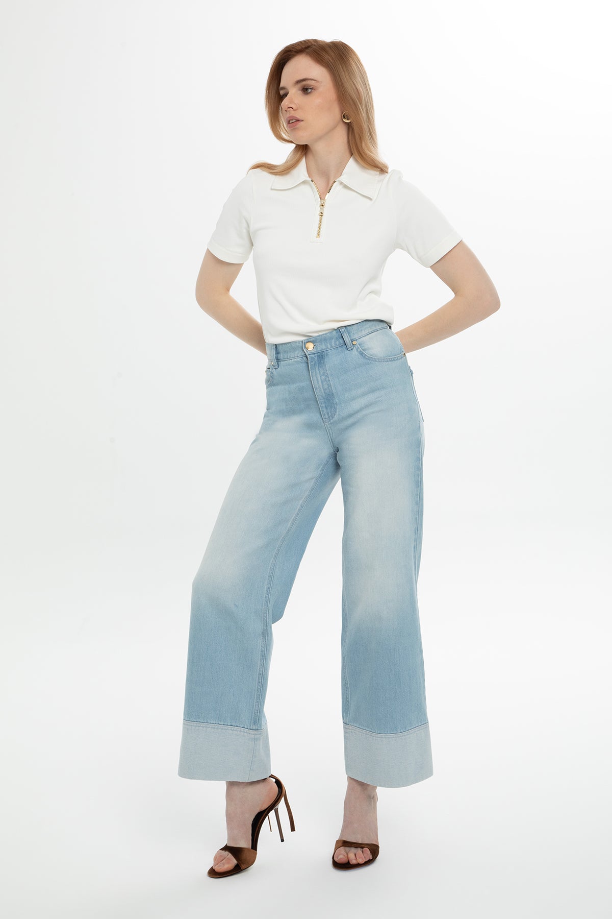 Duble Paça Geniş Paça Jean Pantolon