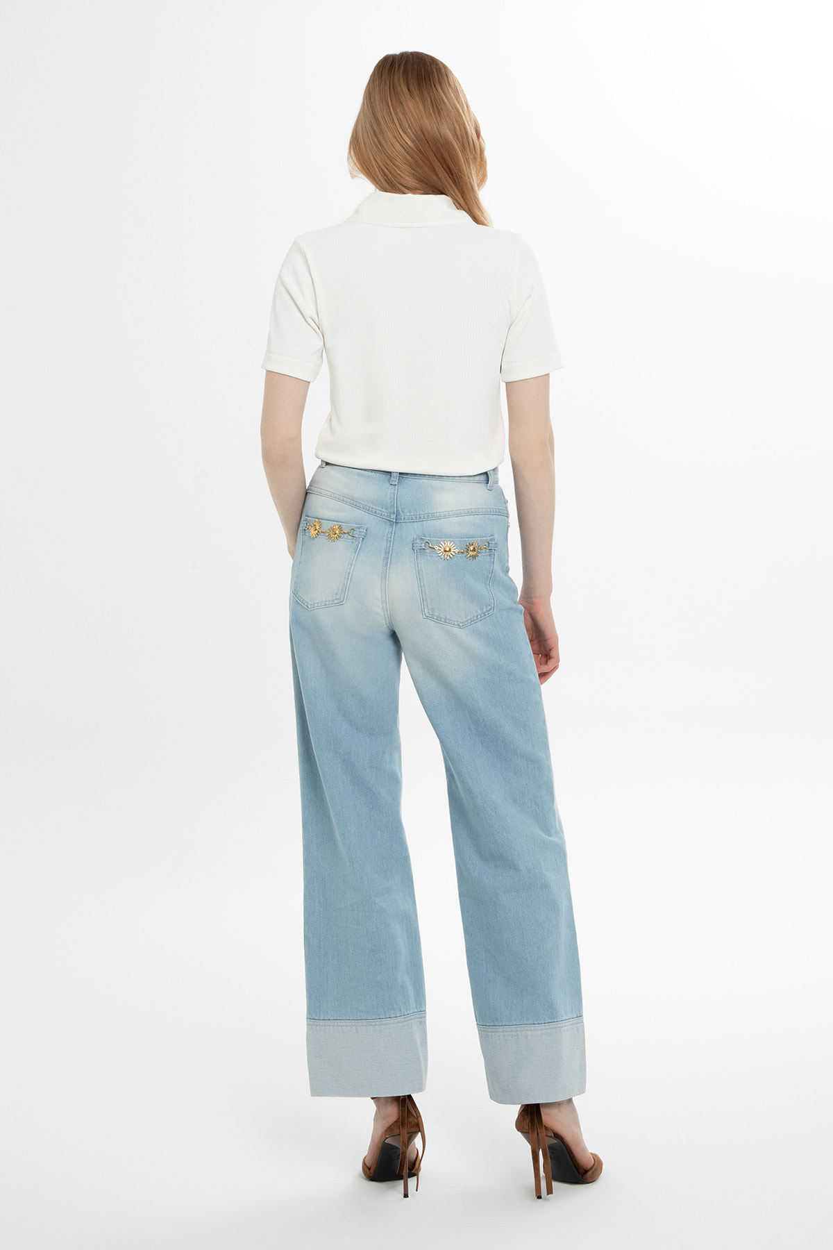 Duble Paça Geniş Paça Jean Pantolon