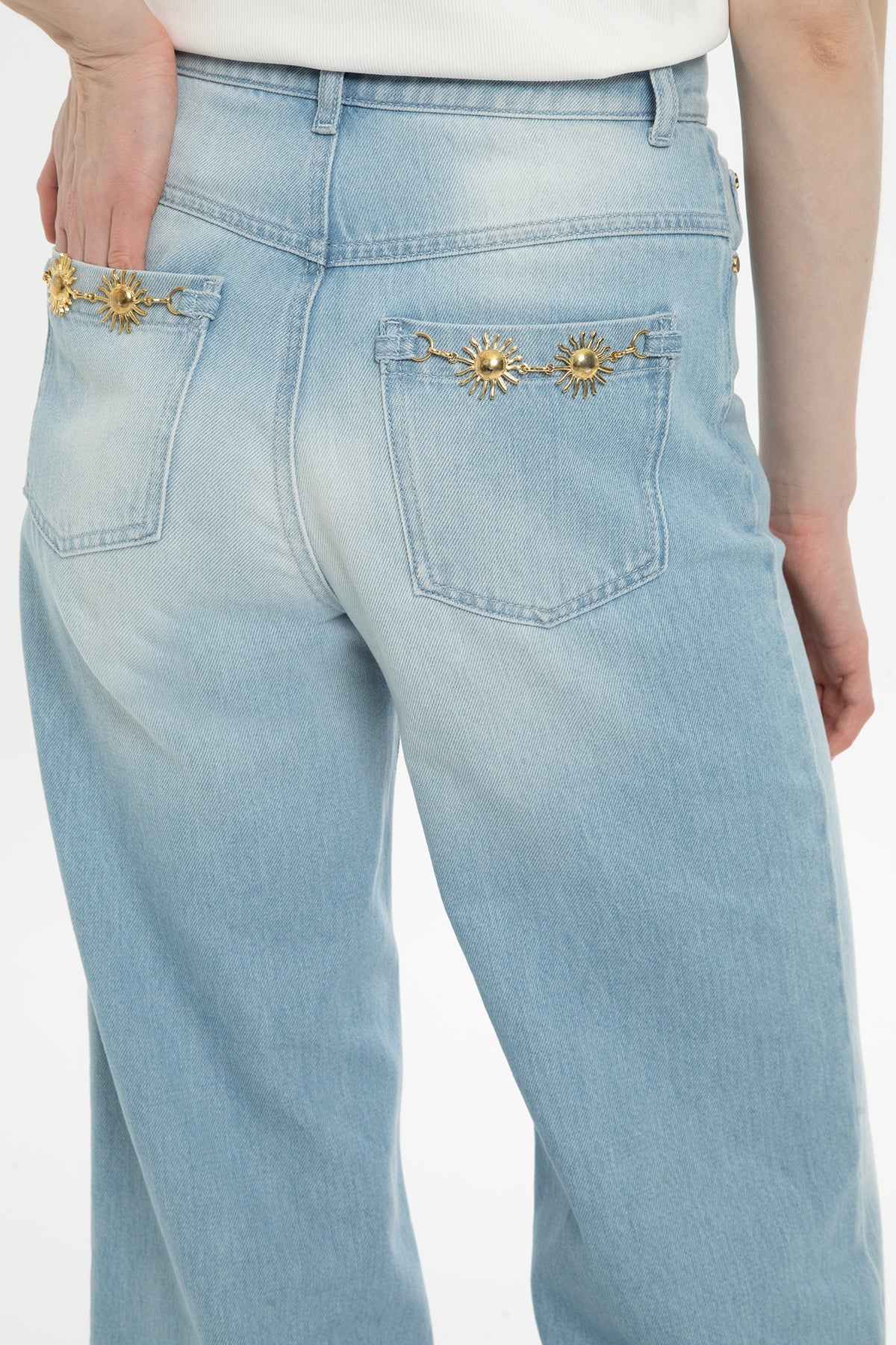 Duble Paça Geniş Paça Jean Pantolon