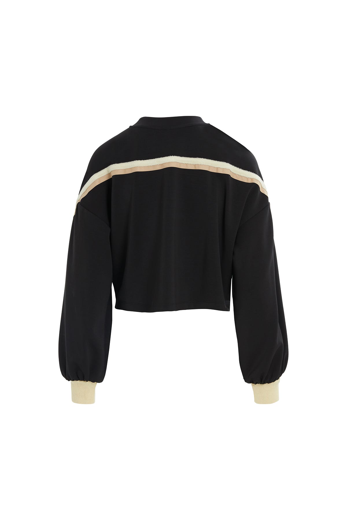 Şerit Detaylı Rahat Kesim Siyah Sweatshirt
