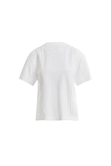 Ön Şerit Aksesuarlı Kısakollu Beyaz T-shirt