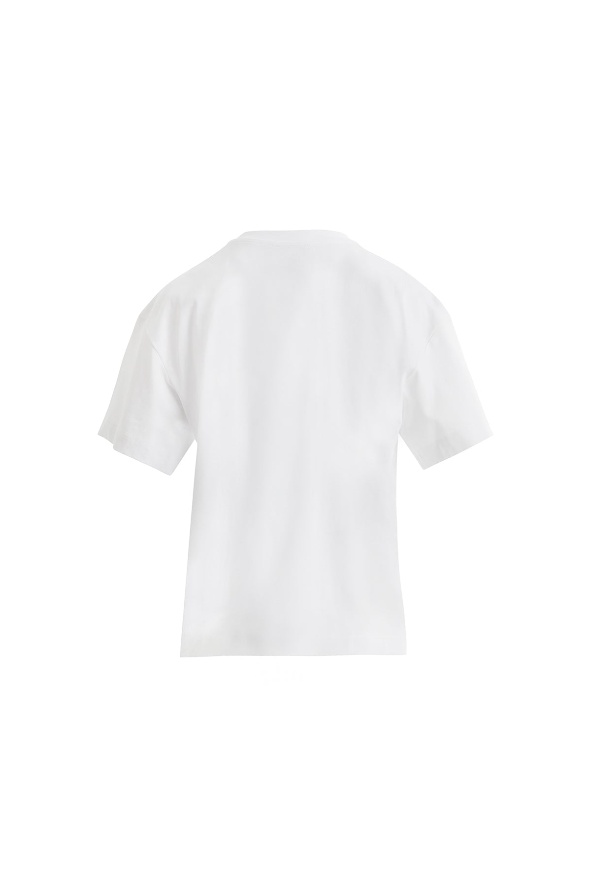 Ön Şerit Aksesuarlı Kısakollu Beyaz T-shirt