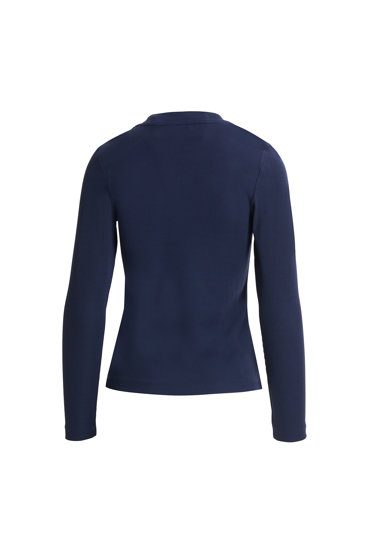 Yakası Straz Taşlı Uzun Kollu Lacivert T-shirt