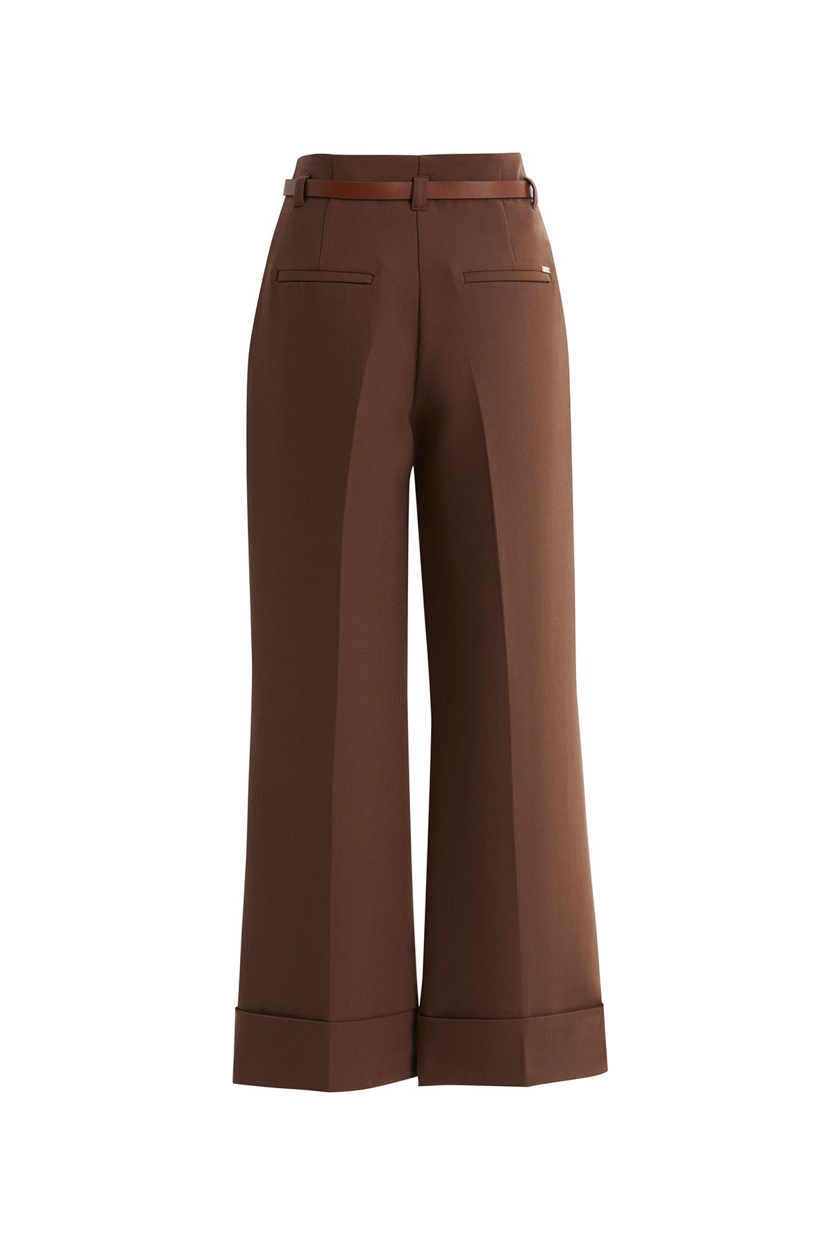 Double Paça Kemerli Kahverengi Pantolon