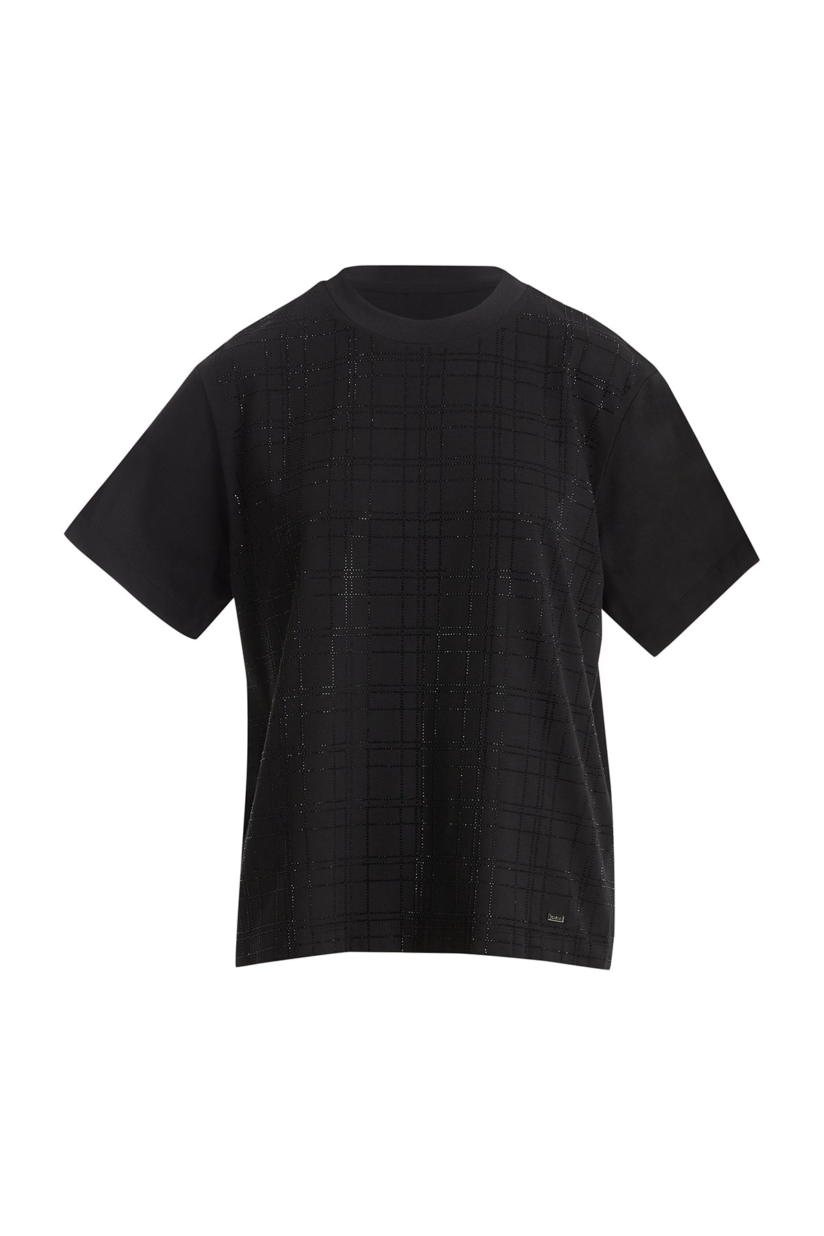 Taş Baskı Detaylı Logolu Siyah T-Shirt