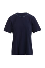 Yakası İşleme Detaylı Lacivert T-Shirt