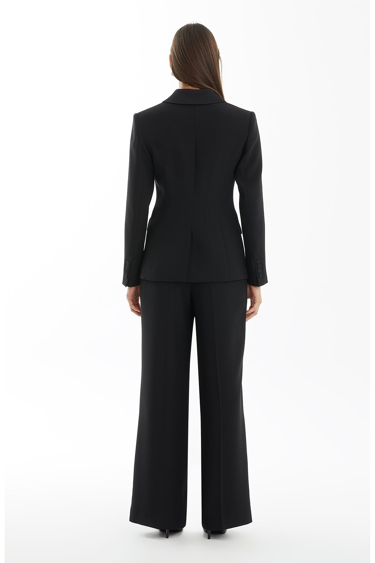 Saten Yaka Detaylı Siyah Blazer Ceket