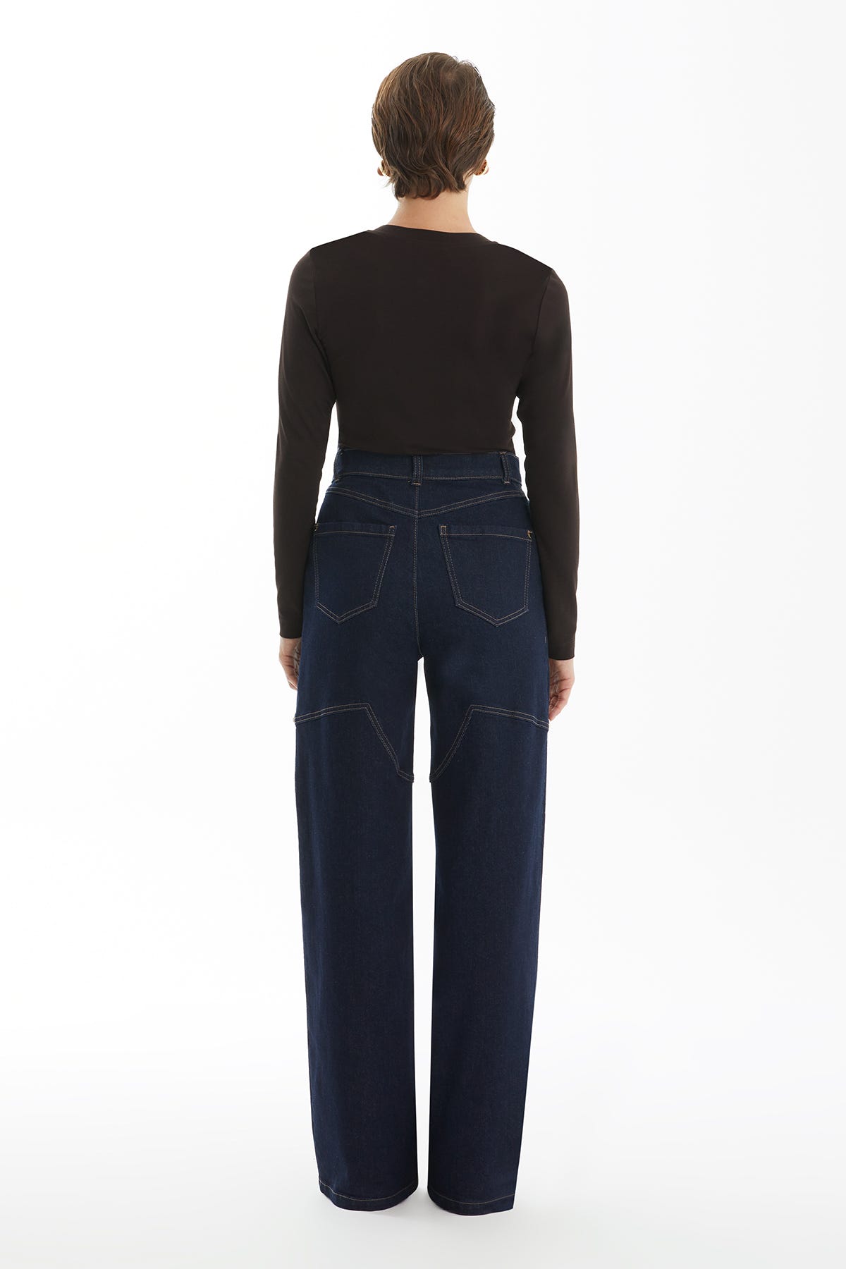 Dikiş Detaylı Lacivert Jean Pantolon