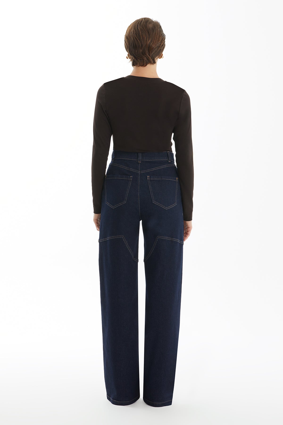 Dikiş Detaylı Lacivert Jean Pantolon