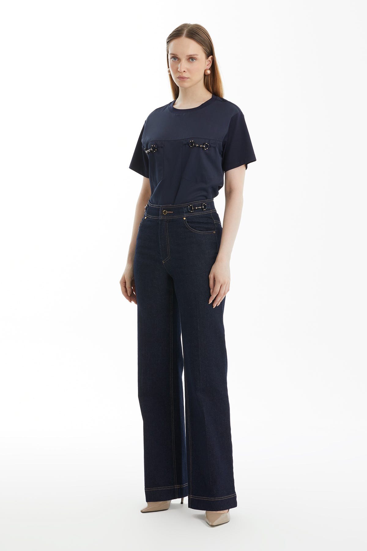 Flare Lacivert Jean Pantolon