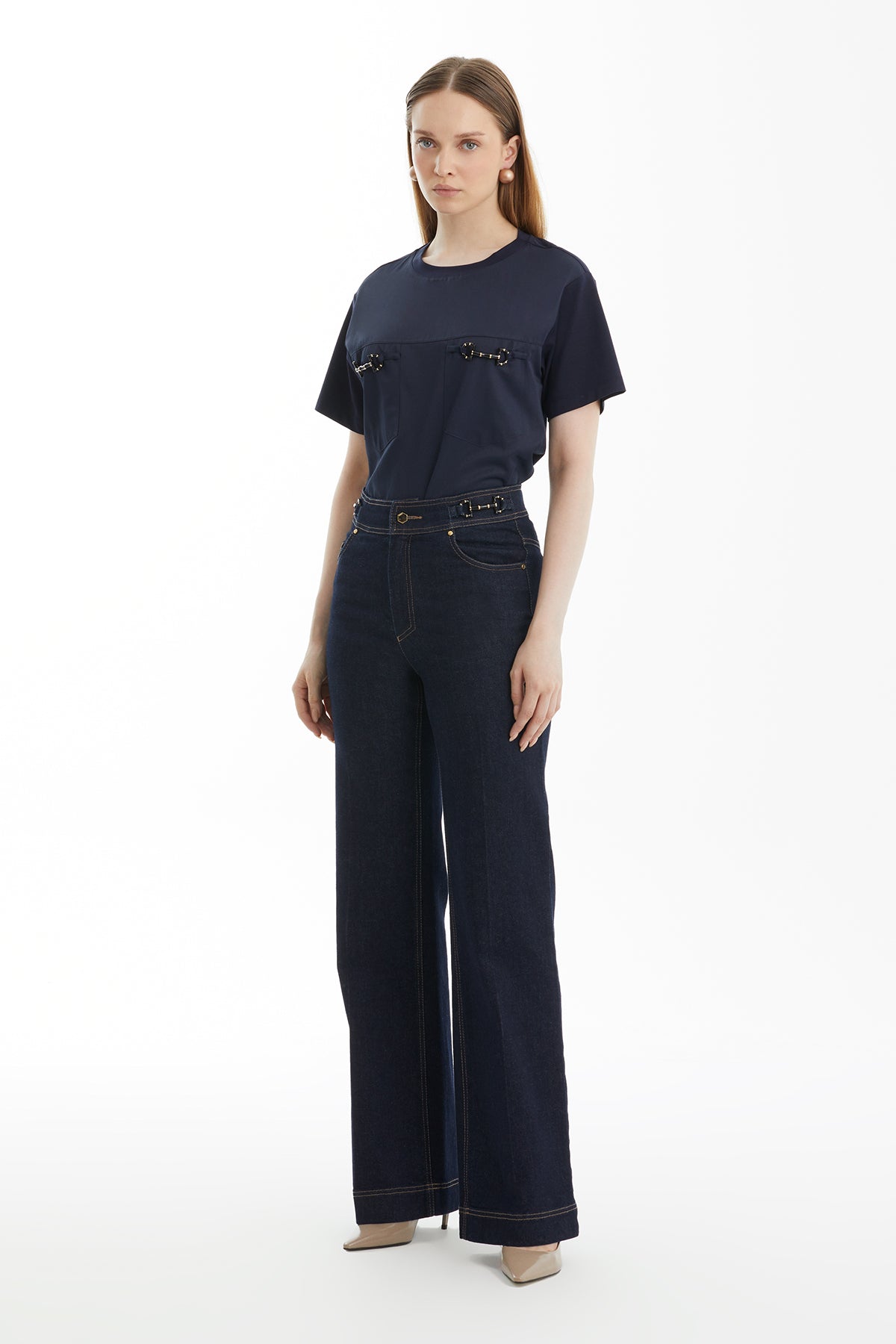 Flare Lacivert Jean Pantolon