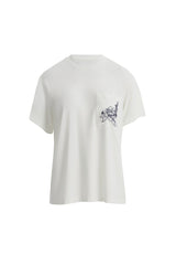 Çiçek Nakışlı Ekru T-Shirt