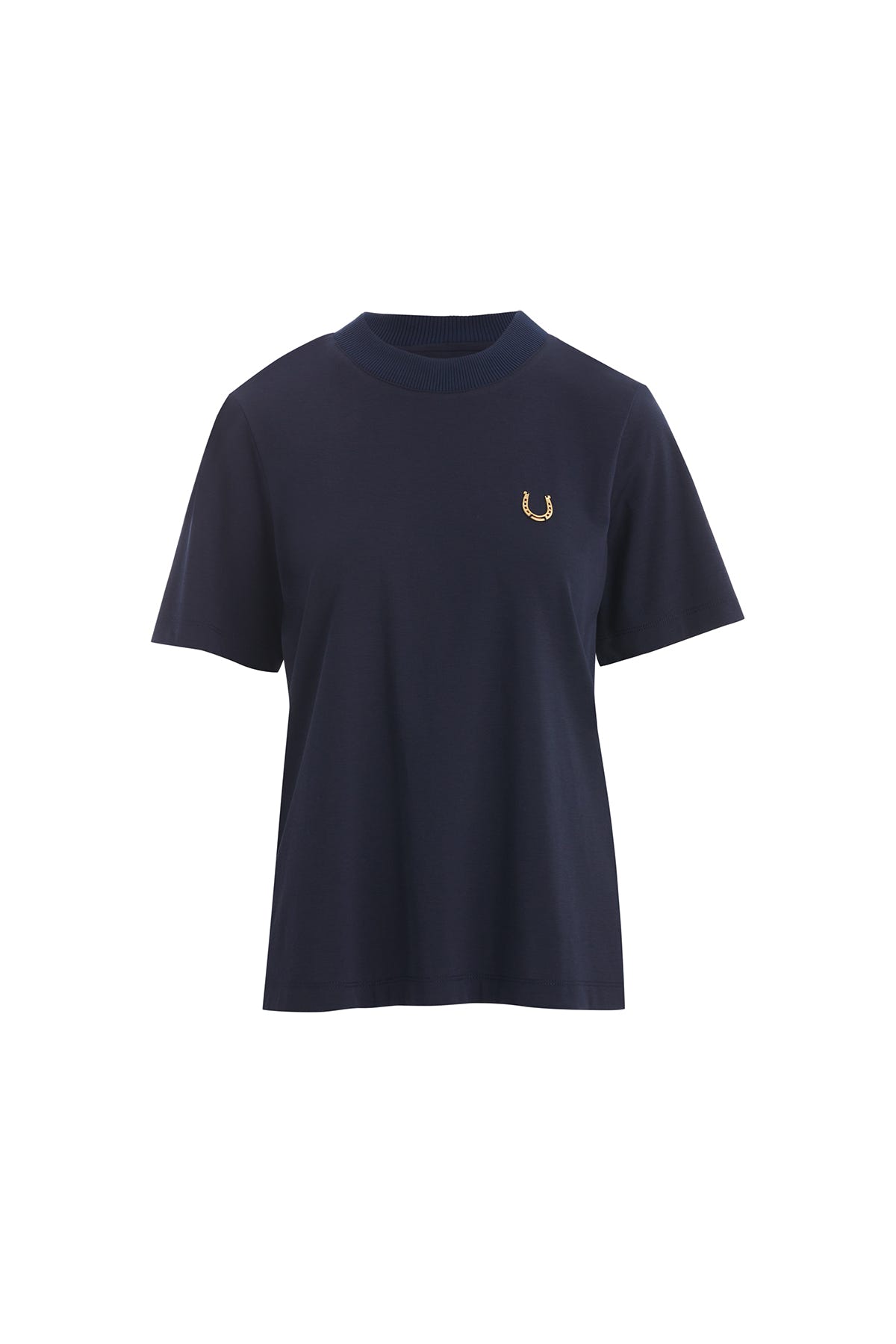 Triko Yaka Nal Detaylı Lacivert T-Shirt