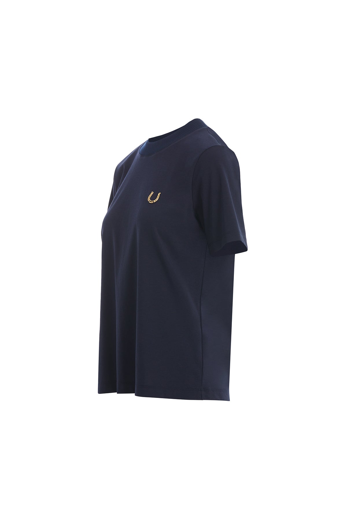 Triko Yaka Nal Detaylı Lacivert T-Shirt