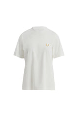 Triko Yaka Nal Detaylı Ekru T-Shirt