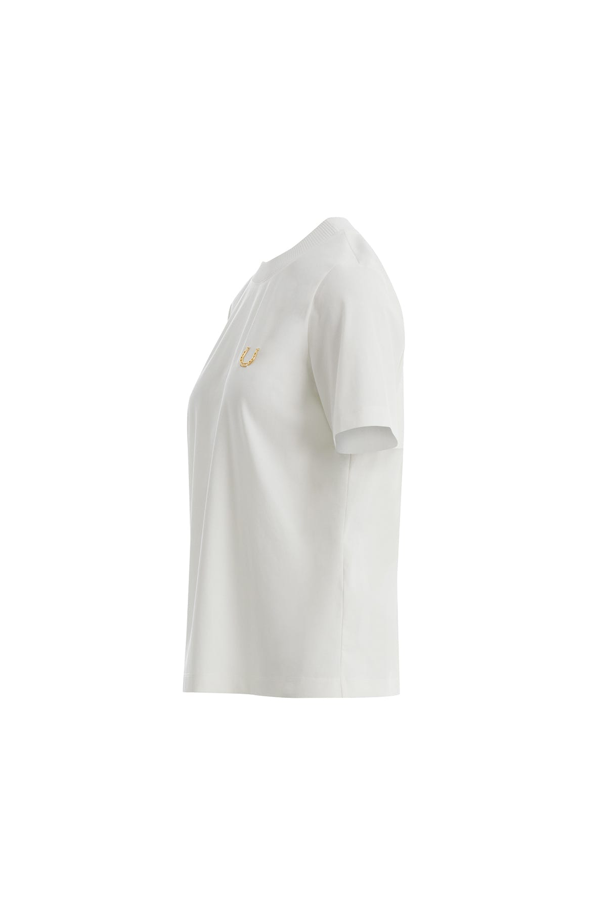 Triko Yaka Nal Detaylı Ekru T-Shirt