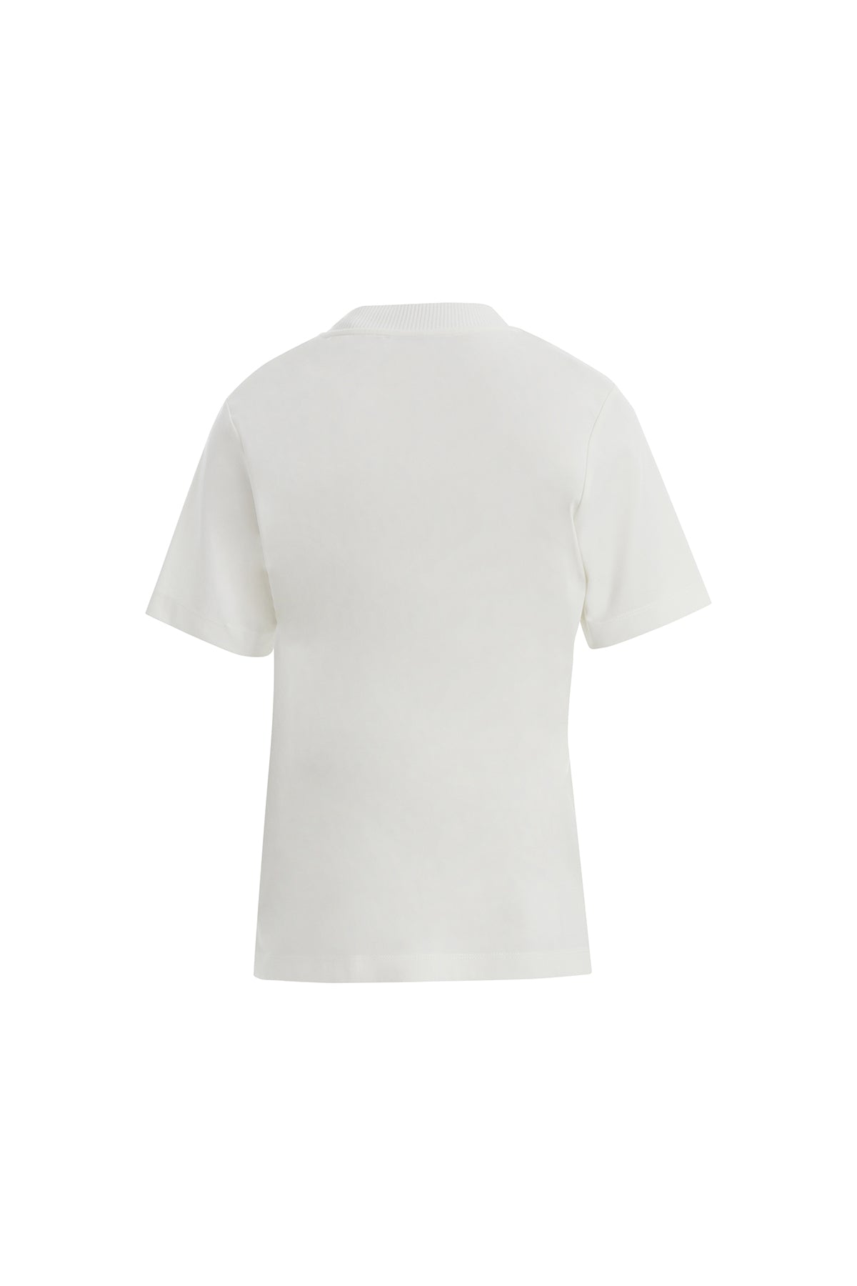 Triko Yaka Nal Detaylı Ekru T-Shirt
