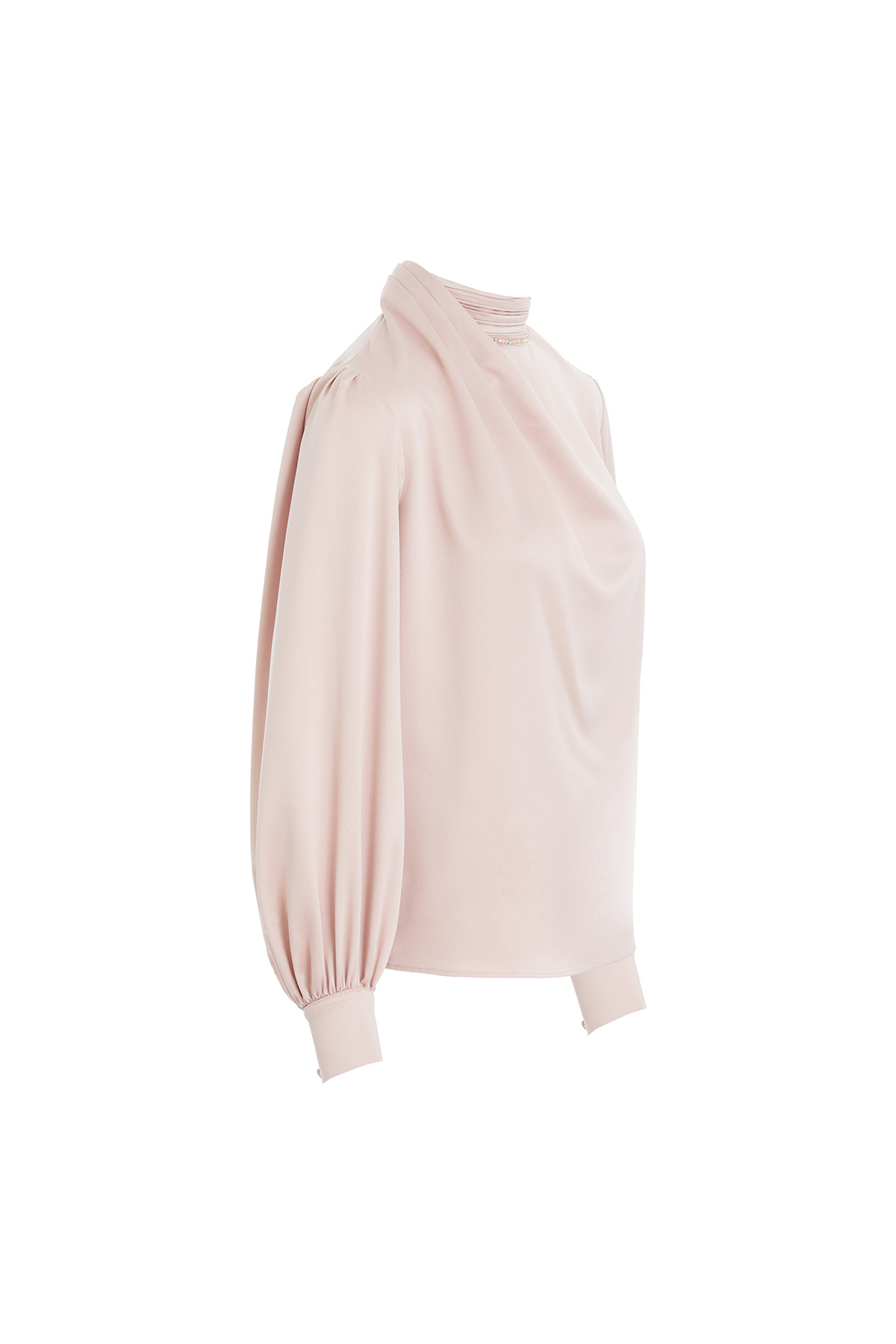 Pileli İşlemeli Pembe Bluz