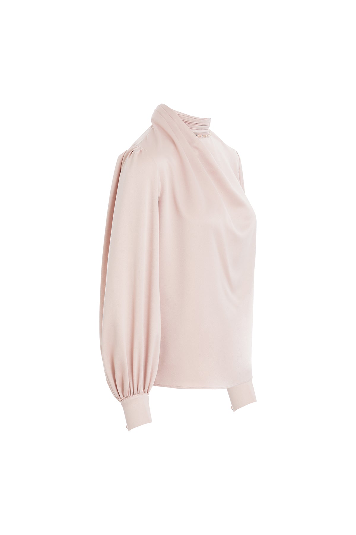 Pileli İşlemeli Pembe Bluz