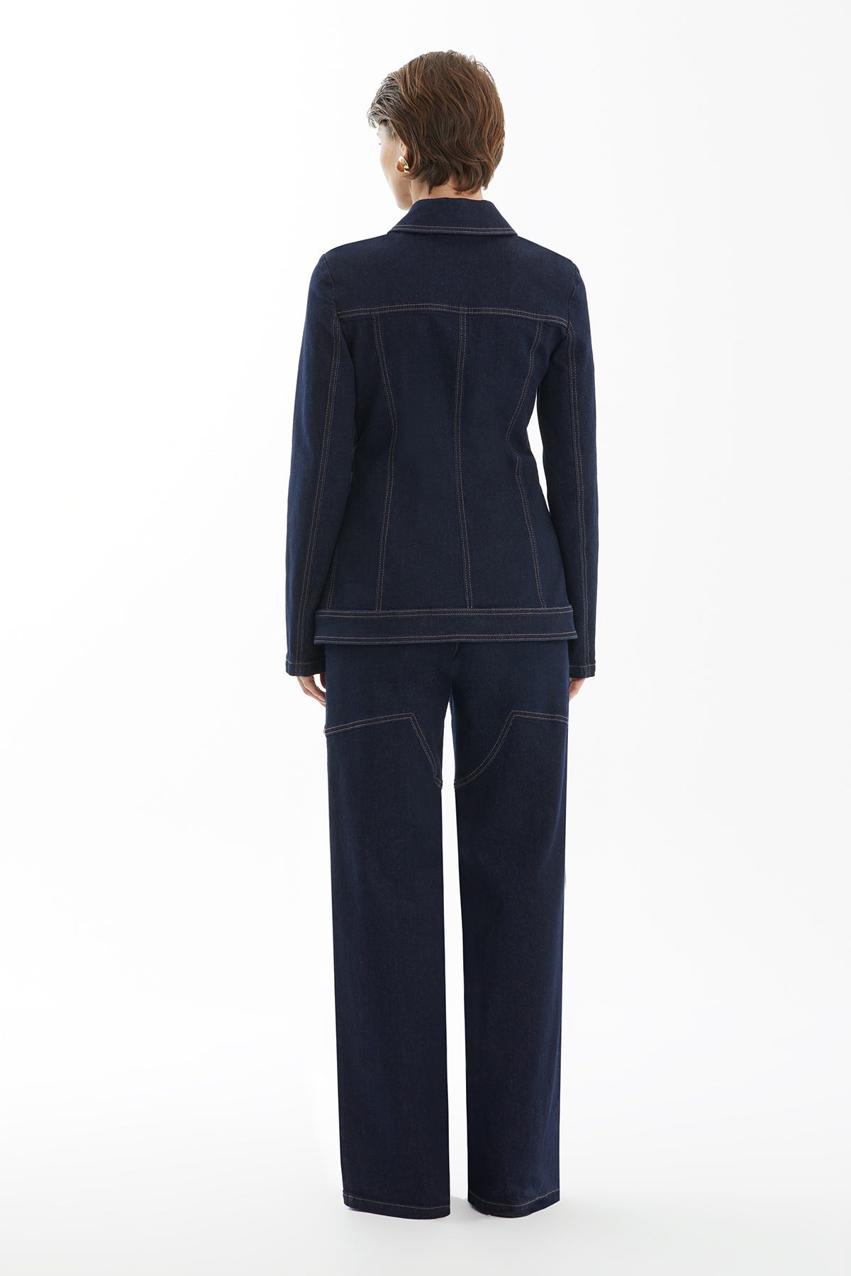 Fermuarlı Lacivert Denim Ceket