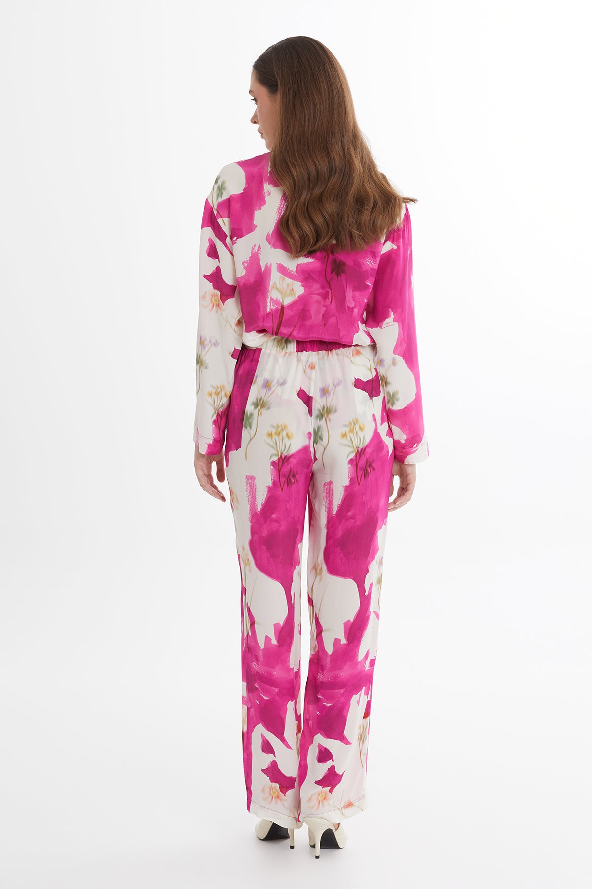 Bel Kısmı Lastikli Desenli Pantolon