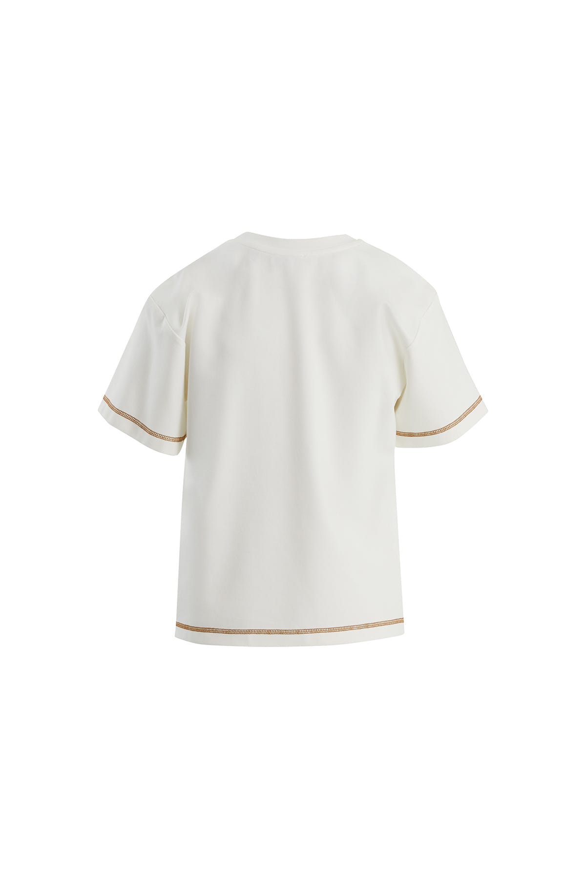 Etiket Detaylı Karyoka Dikişli Ekru T-Shirt