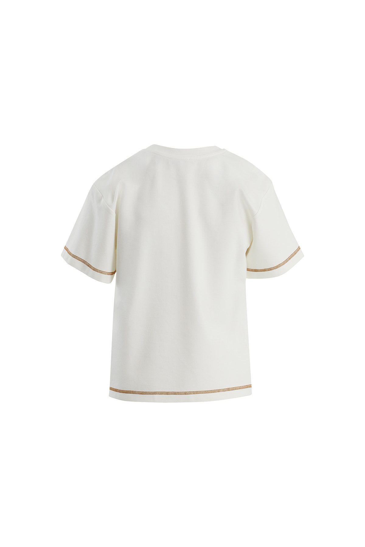 Etiket Detaylı Karyoka Dikişli Ekru T-Shirt