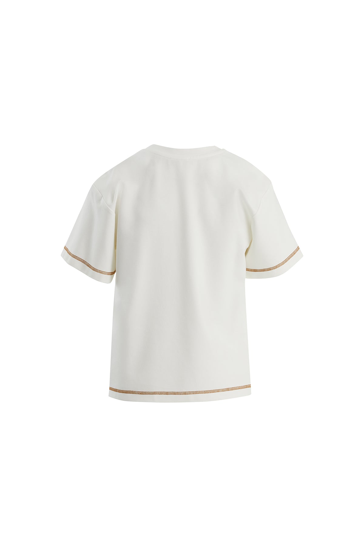 Etiket Detaylı Karyoka Dikişli Ekru T-Shirt