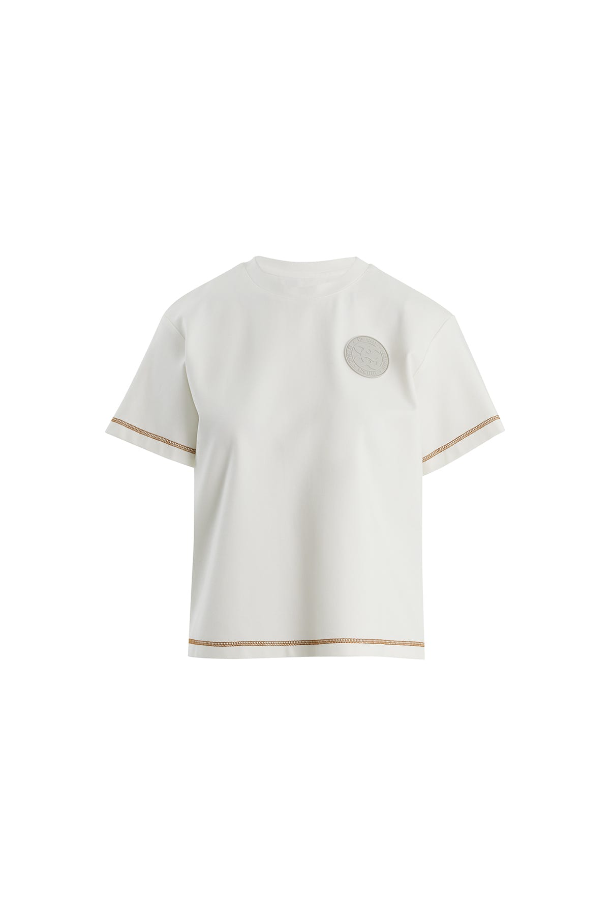 Etiket Detaylı Karyoka Dikişli Ekru T-Shirt