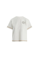 Etiket Detaylı Karyoka Dikişli Ekru T-Shirt