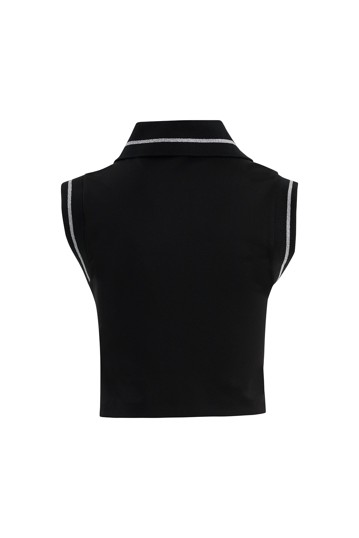 Triko Detaylı Fermuarlı Siyah T-Shirt