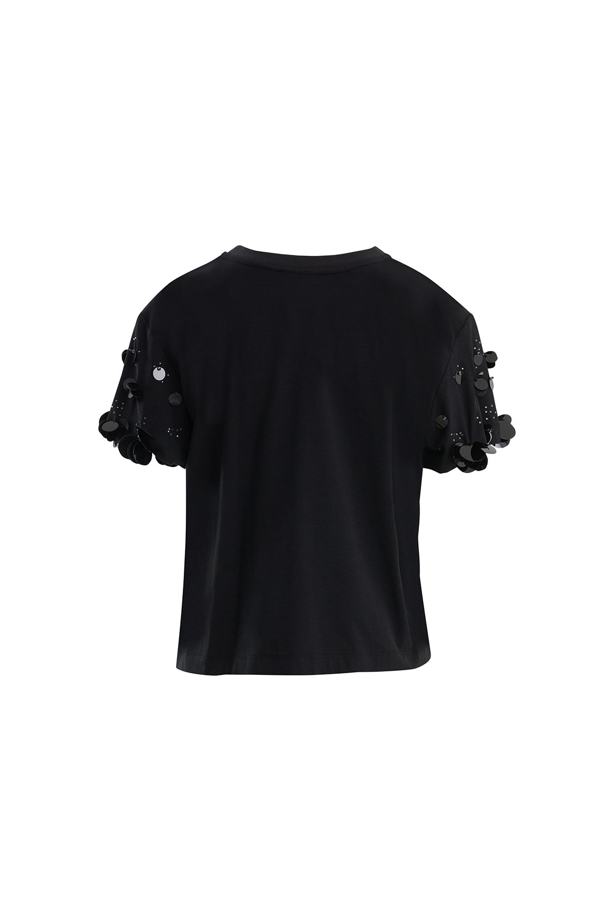 Kısa Kollu İşlemeli Siyah T-Shirt