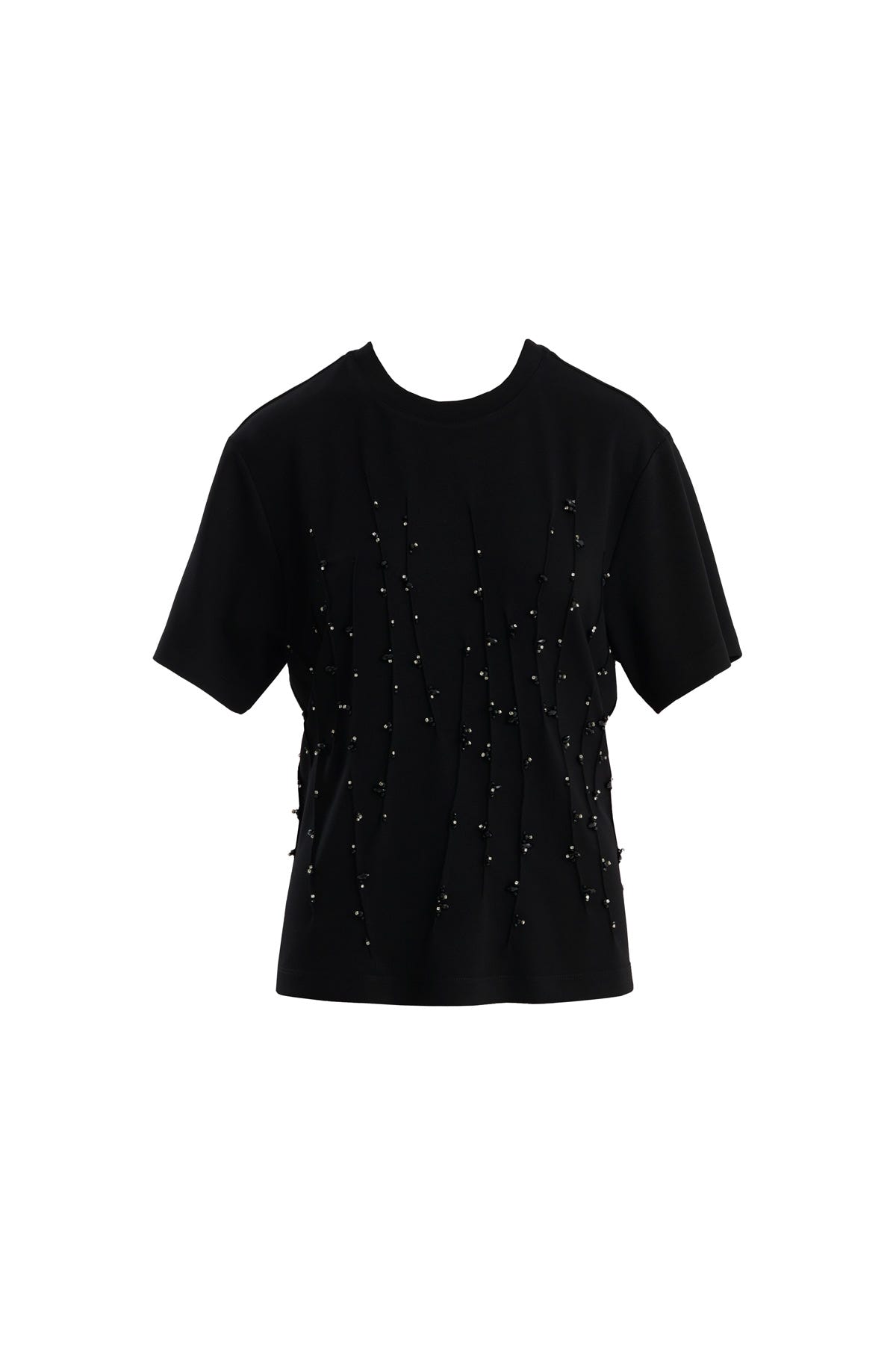 İşleme Detaylı Siyah T-Shirt