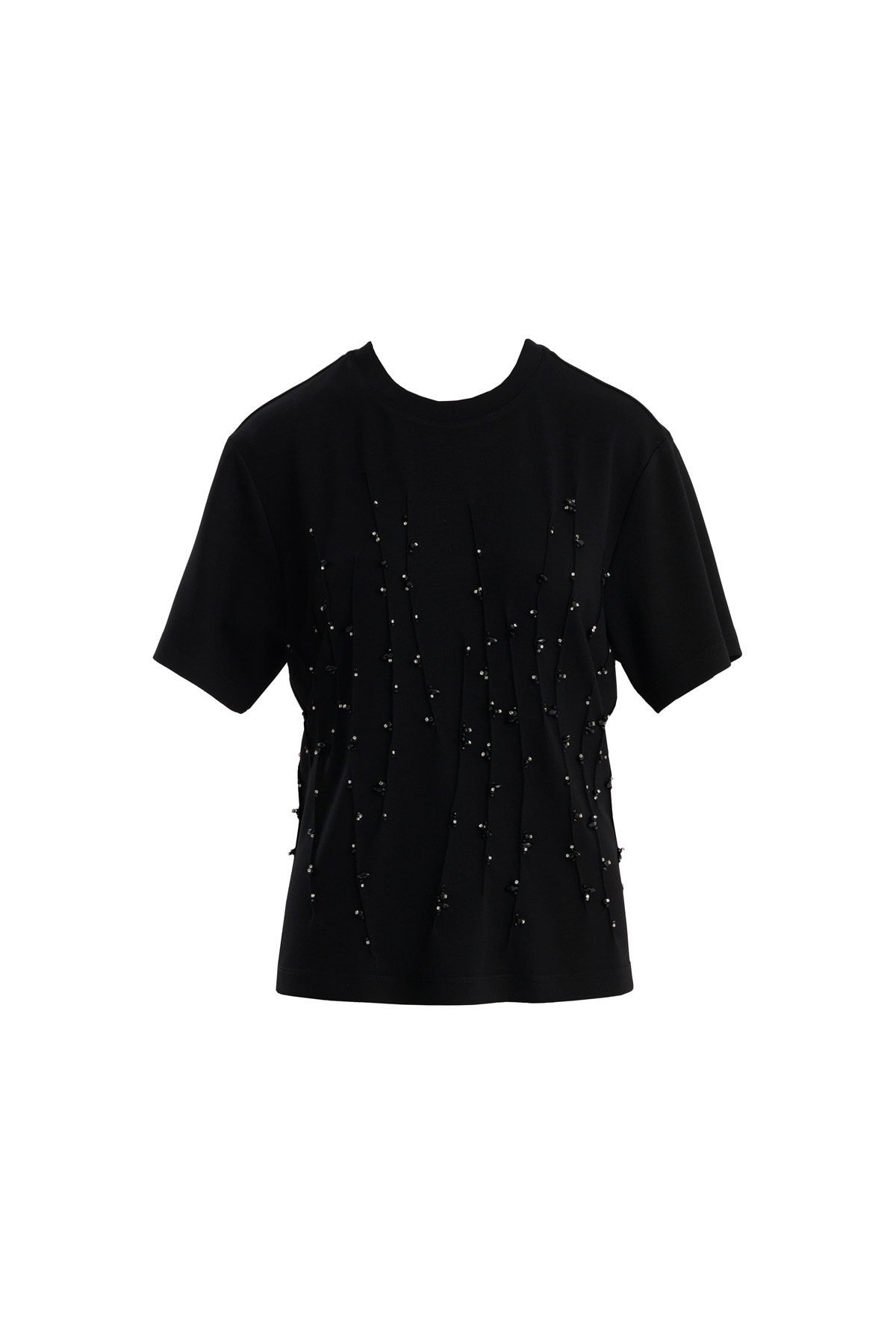 İşleme Detaylı Siyah T-Shirt