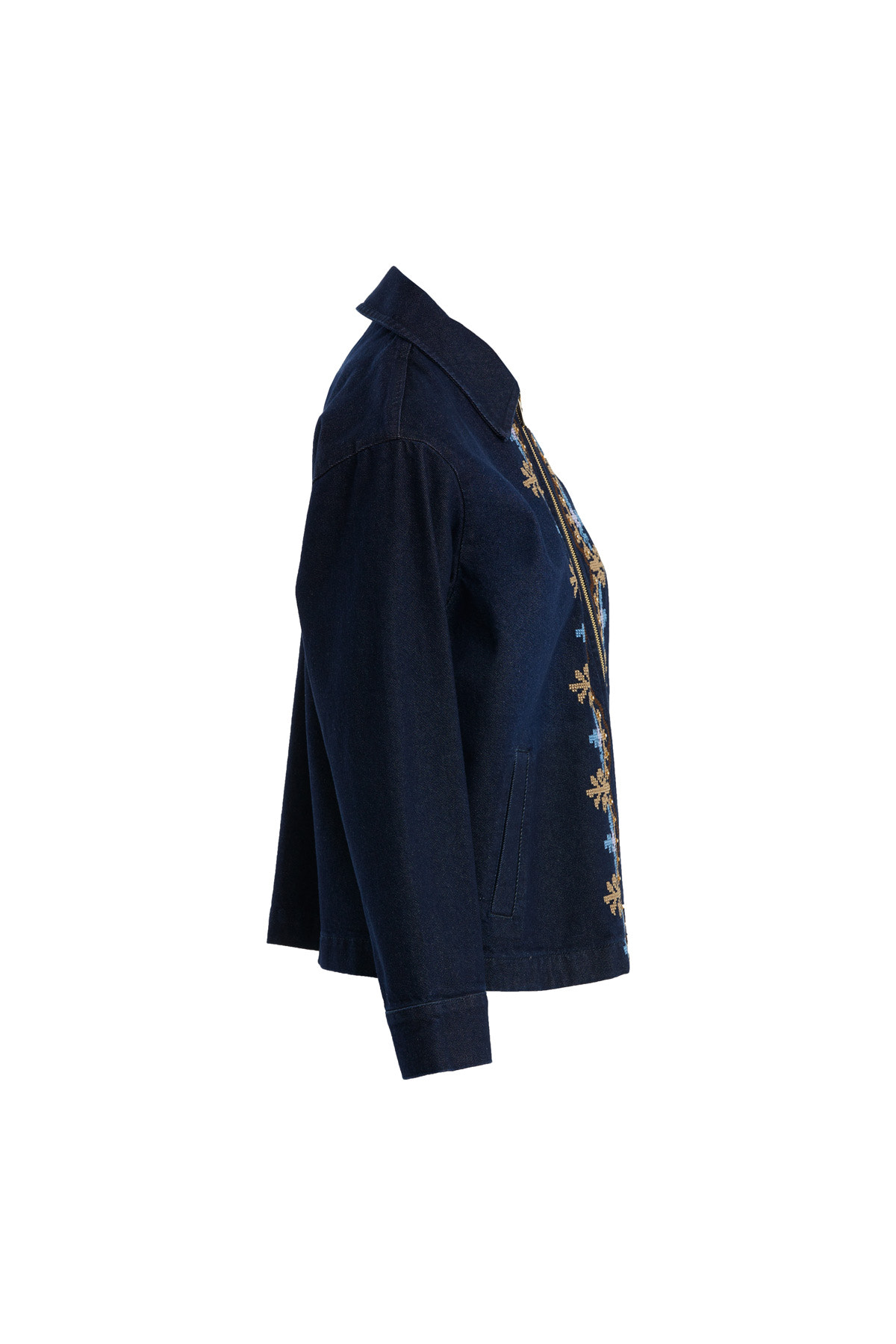 Etamin Nakışlı İşlemeli Denim Ceket