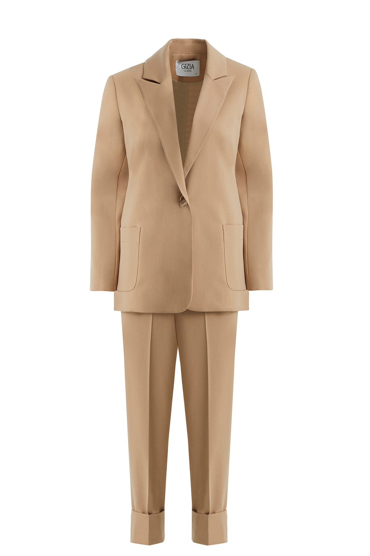 Tek Düğmeli Kahverengi Blazer Takım